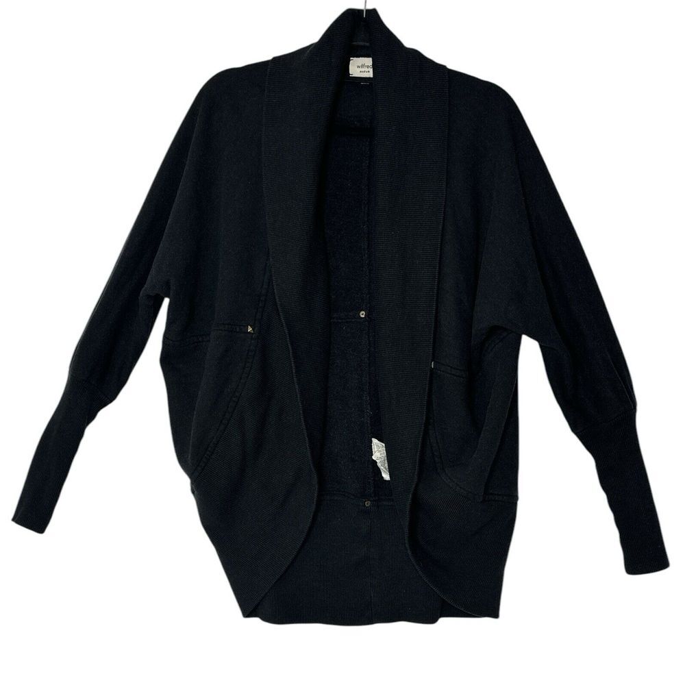 Aritzia Wilfred Diderot Cardigan Women Medium Black Open-Front Sweater Lounge